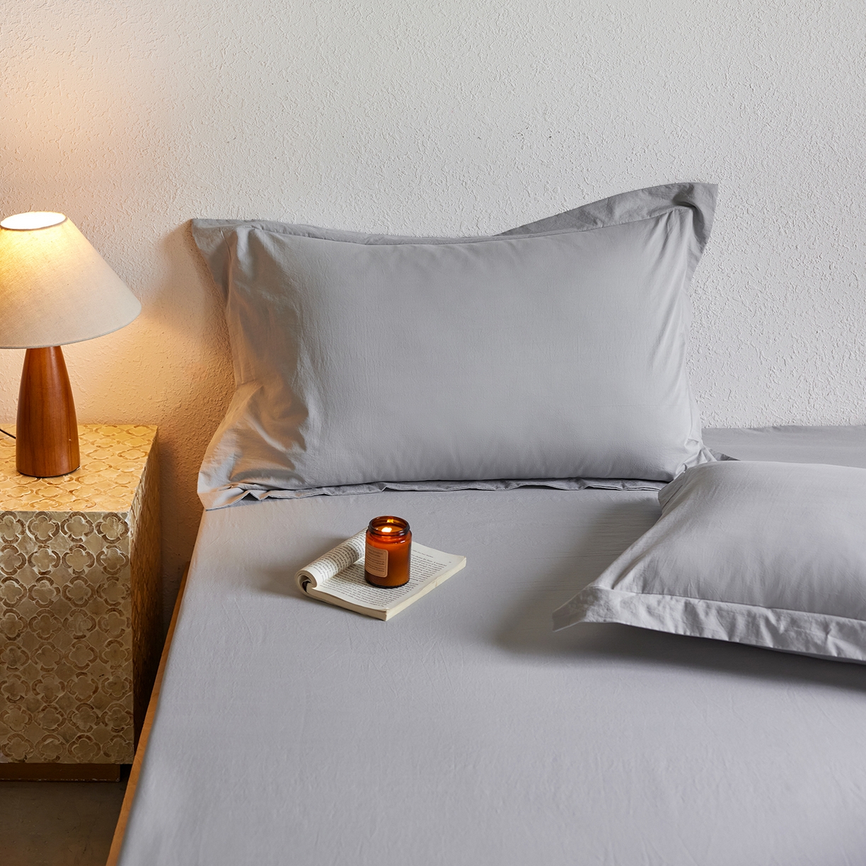 91家纺网 家纺一手货源 找家纺 轩和家居 2025新款70S砂洗长绒棉枕套 松烟