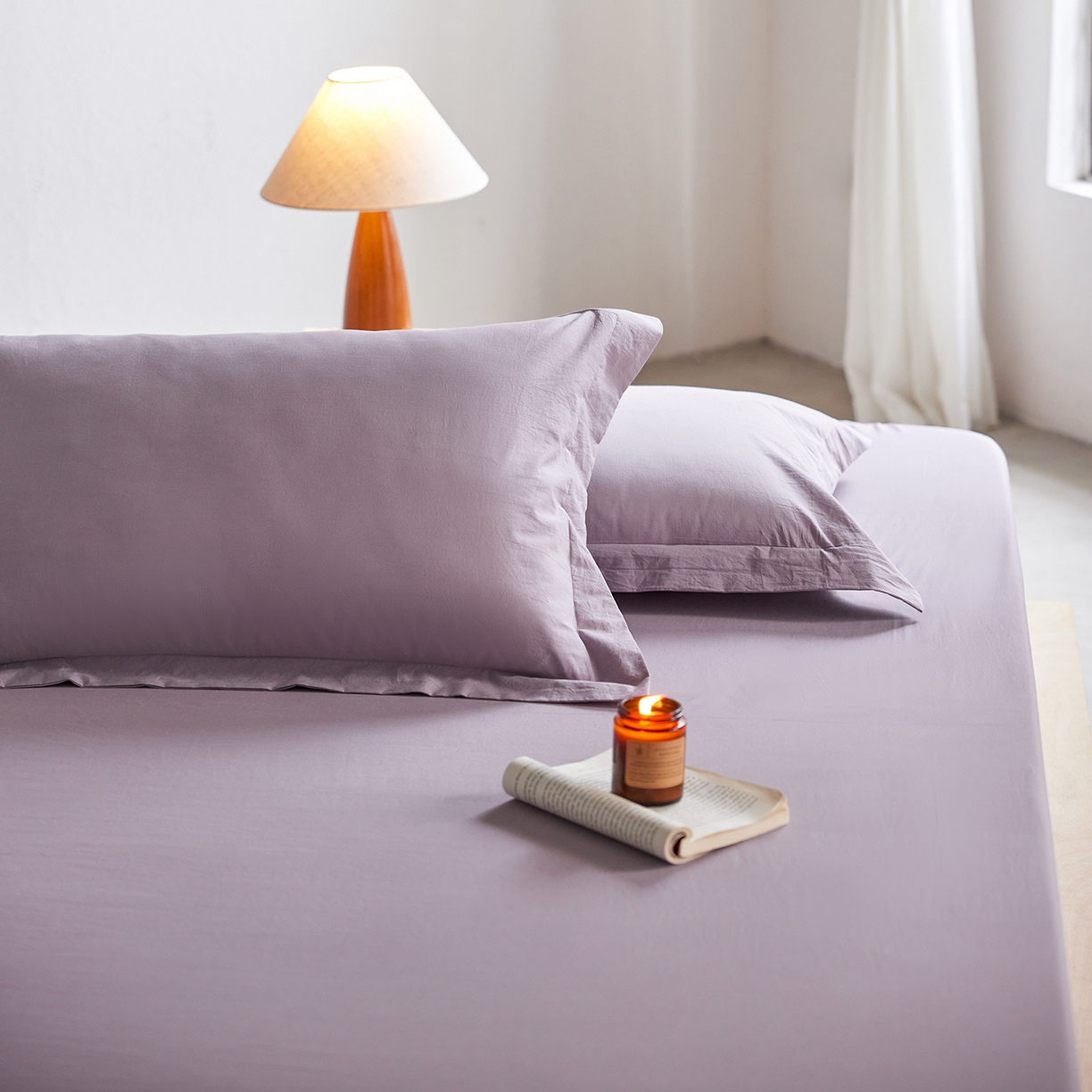 91家纺网 家纺一手货源 找家纺 轩和家居 2025新款70S砂洗长绒棉枕套 烟凝