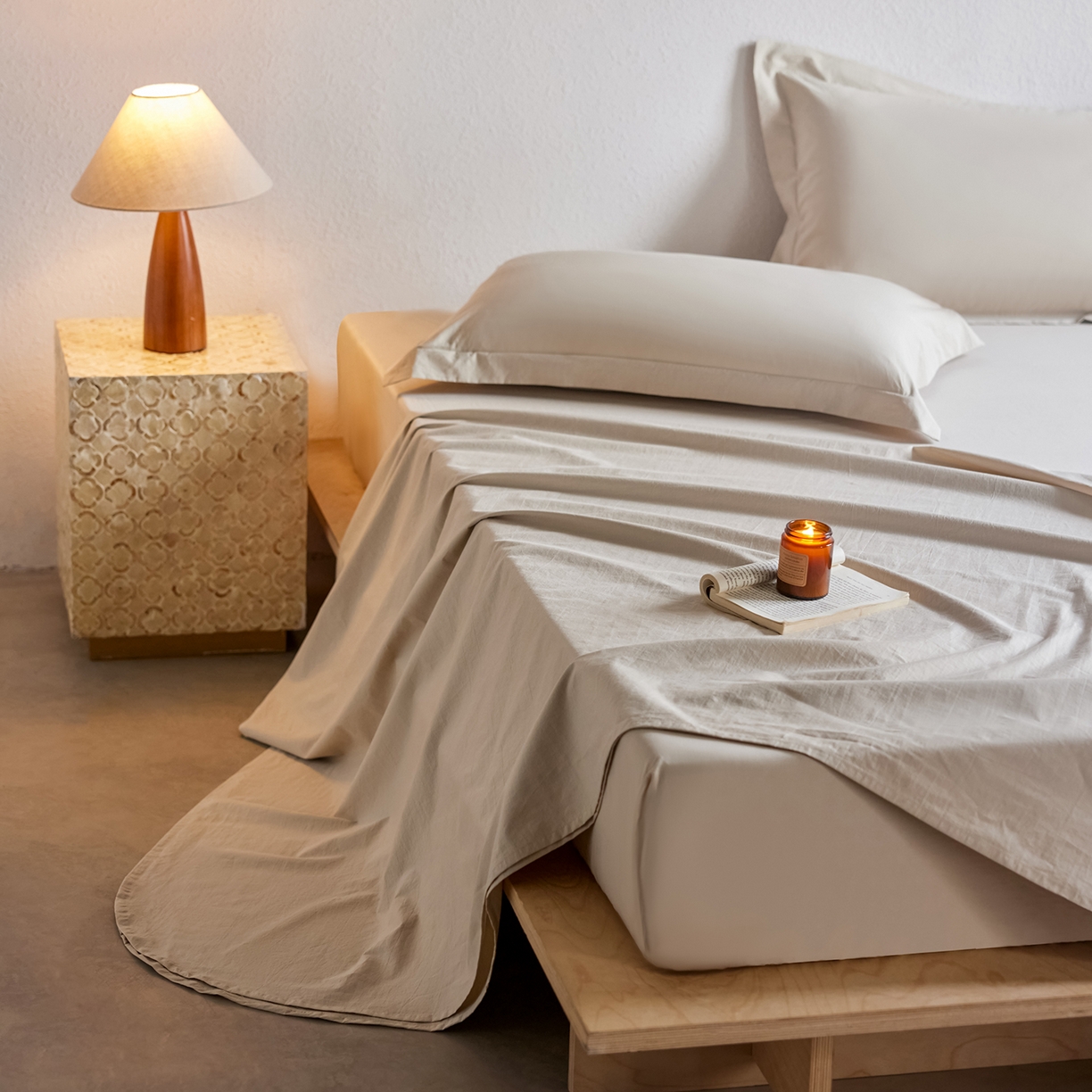 91家纺网 家纺一手货源 找家纺 轩和家居 2025新款70S砂洗长绒棉床单 芦暖