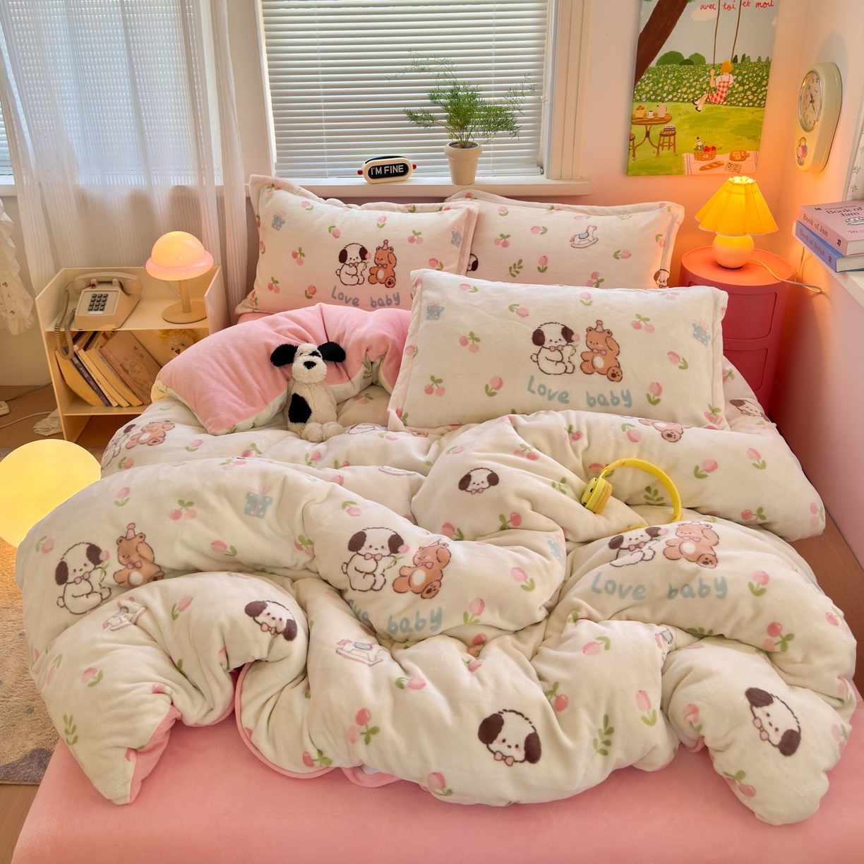 91家纺网 家纺一手货源 找家纺 铭宣 2025新款高克重牛奶绒印花保暖四件套床单床笠单被套款 秘密花园