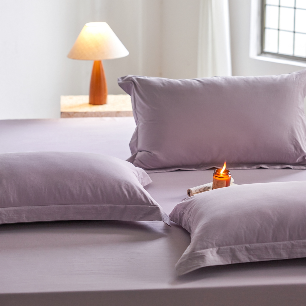 91家纺网 家纺一手货源 找家纺 轩和家居 2025新款70S砂洗长绒棉枕套 烟凝