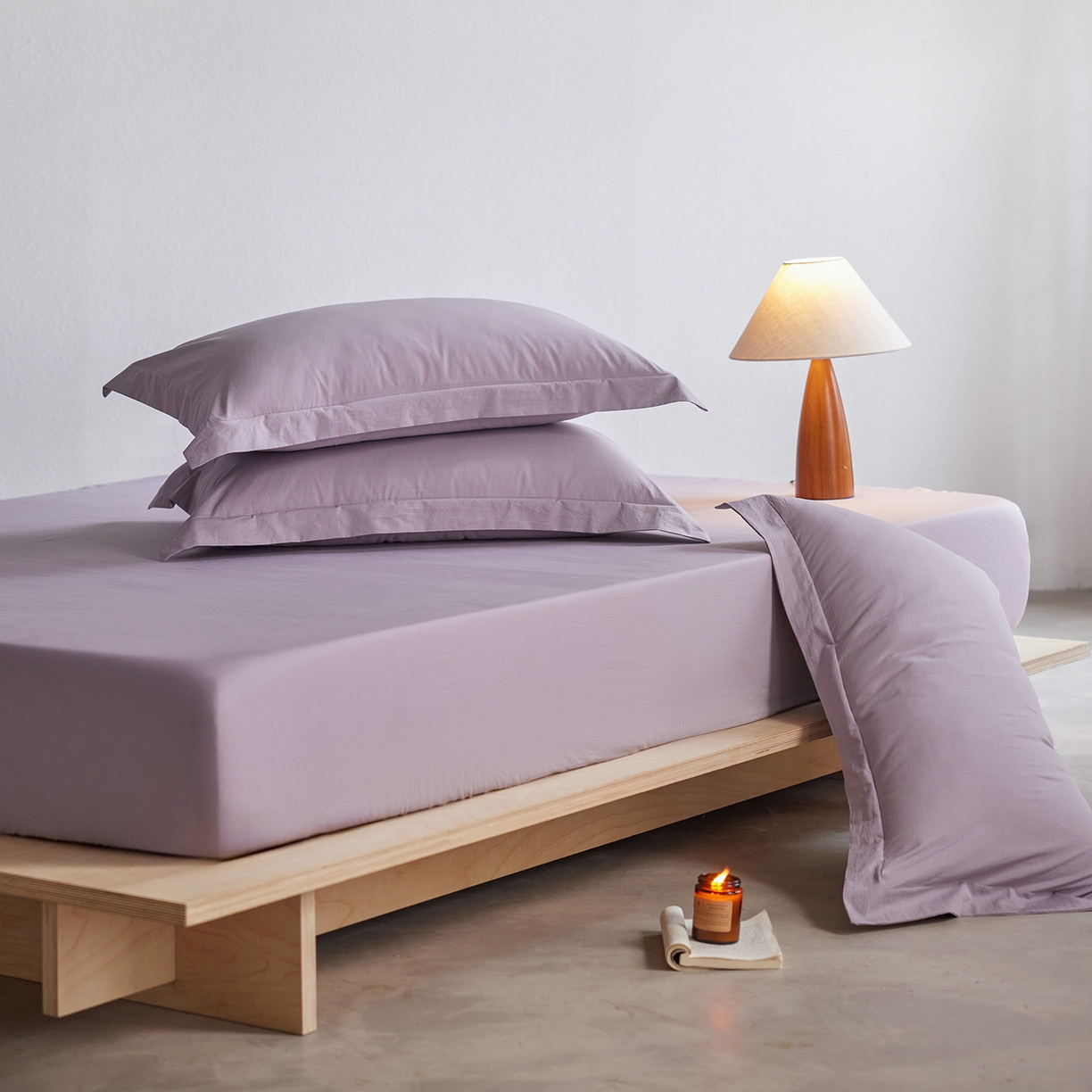 91家纺网 家纺一手货源 找家纺 轩和家居 2025新款70S砂洗长绒棉枕套 烟凝