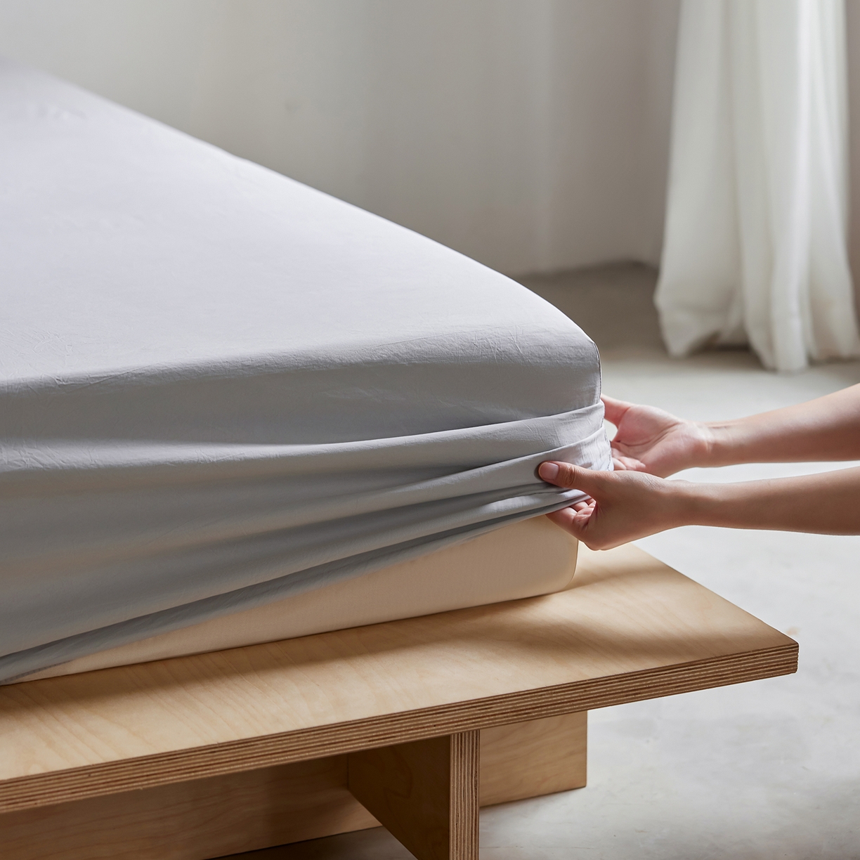 91家纺网 家纺一手货源 找家纺 轩和家居 2025新款70S砂洗长绒棉单床笠 松烟