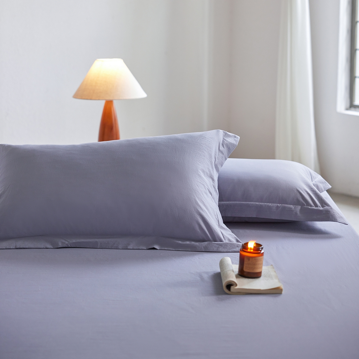 91家纺网 家纺一手货源 找家纺 轩和家居 2025新款70S砂洗长绒棉枕套 云水