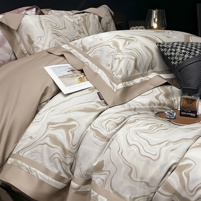 91家纺网 家纺一手货源 找家纺 2025新款高端A类长绒棉夹棉床盖床笠四件套全棉纯棉纯色绗绣四季款保护罩高级感床上用品 时漫-莉诺咖