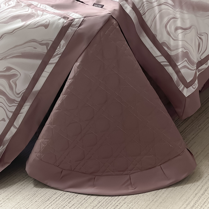 91家纺网 家纺一手货源 找家纺 2025新款高端A类长绒棉夹棉床盖床笠四件套全棉纯棉纯色绗绣四季款保护罩高级感床上用品 时漫-温妮粉