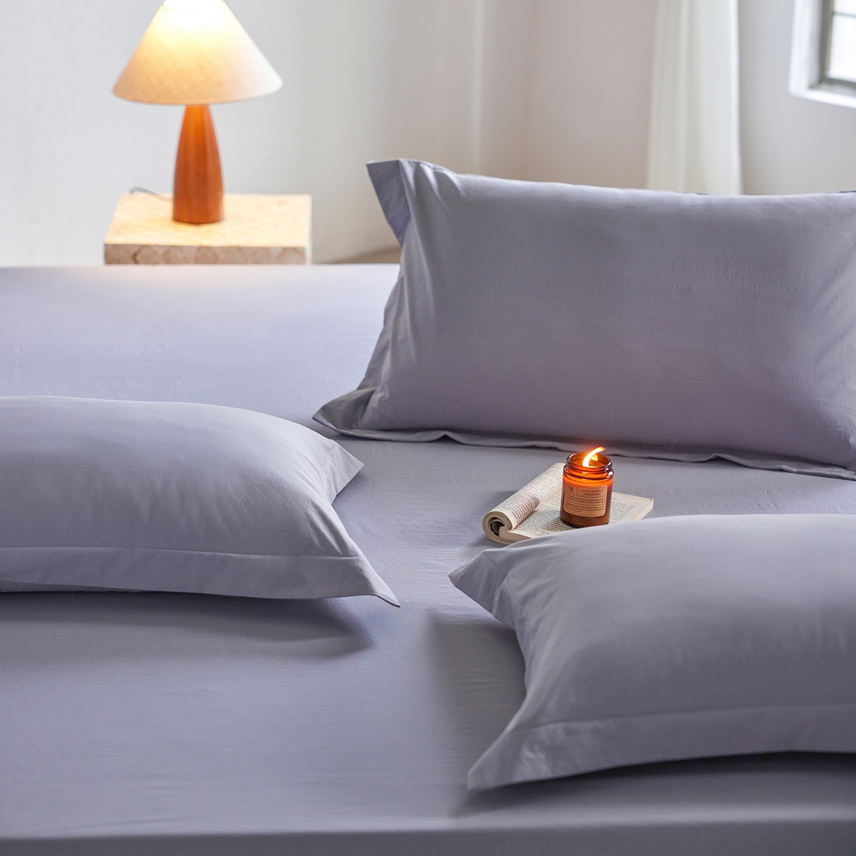 91家纺网 家纺一手货源 找家纺 轩和家居 2025新款70S砂洗长绒棉枕套 云水