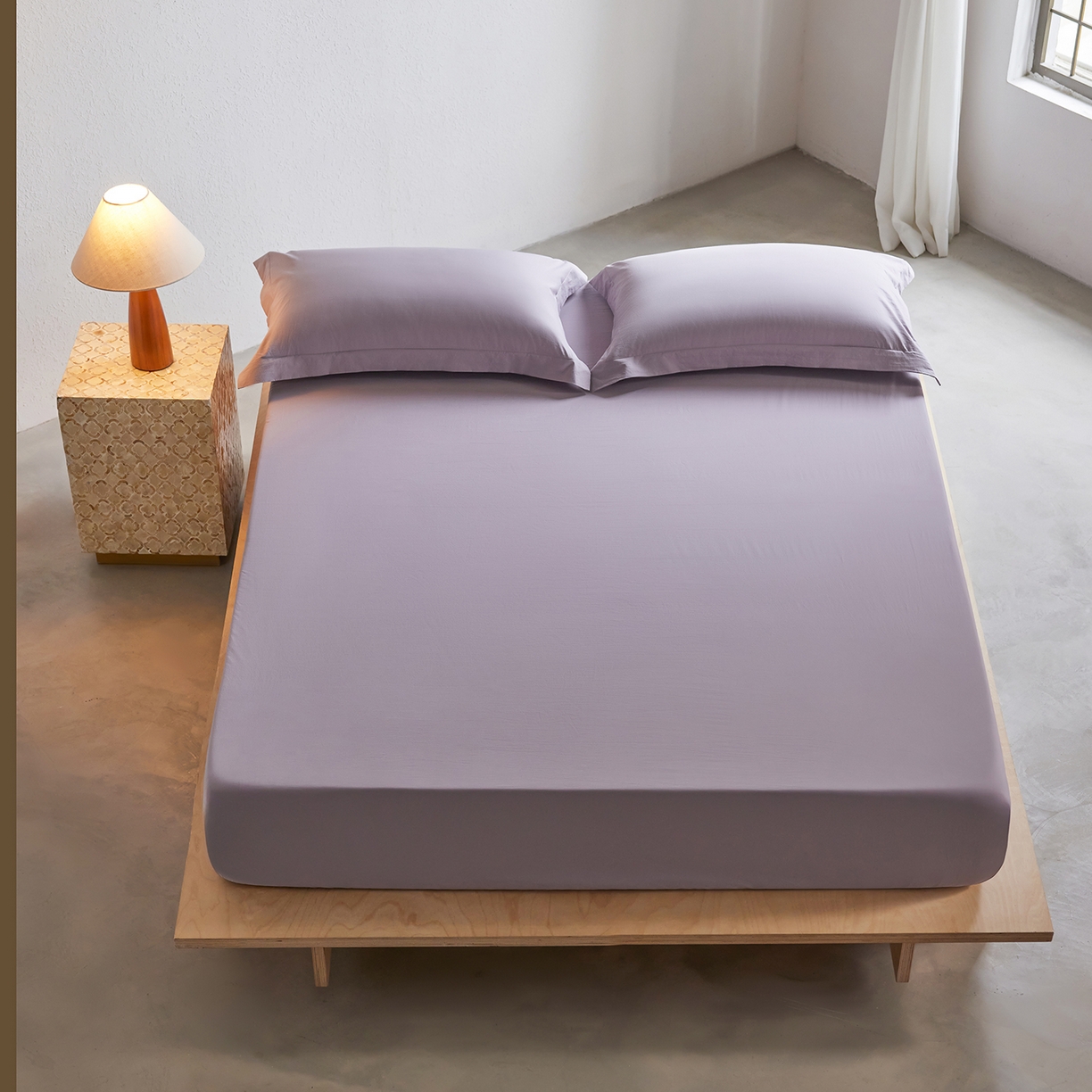 91家纺网 家纺一手货源 找家纺 轩和家居 2025新款70S砂洗长绒棉单床笠 烟凝