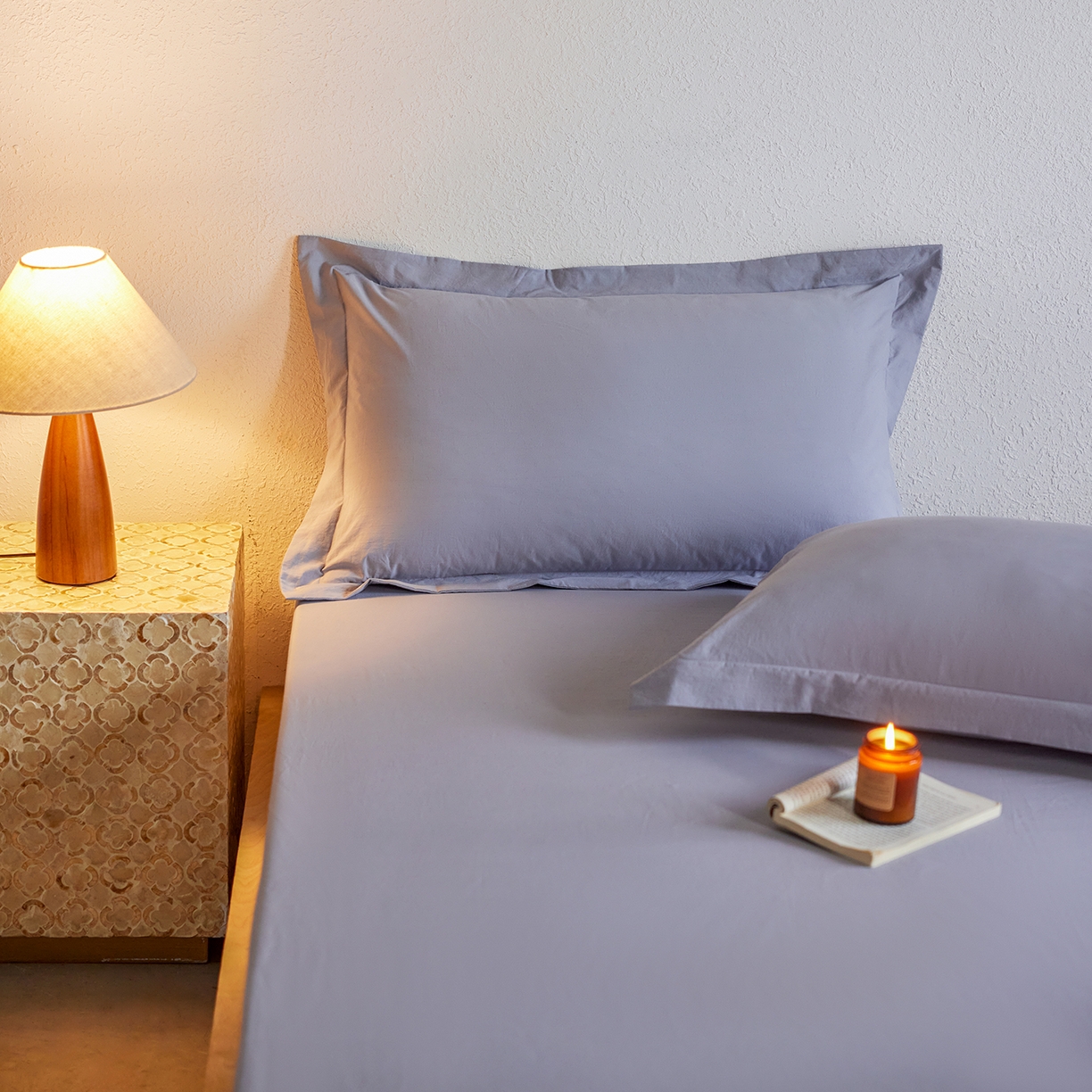 91家纺网 家纺一手货源 找家纺 轩和家居 2025新款70S砂洗长绒棉枕套 云水