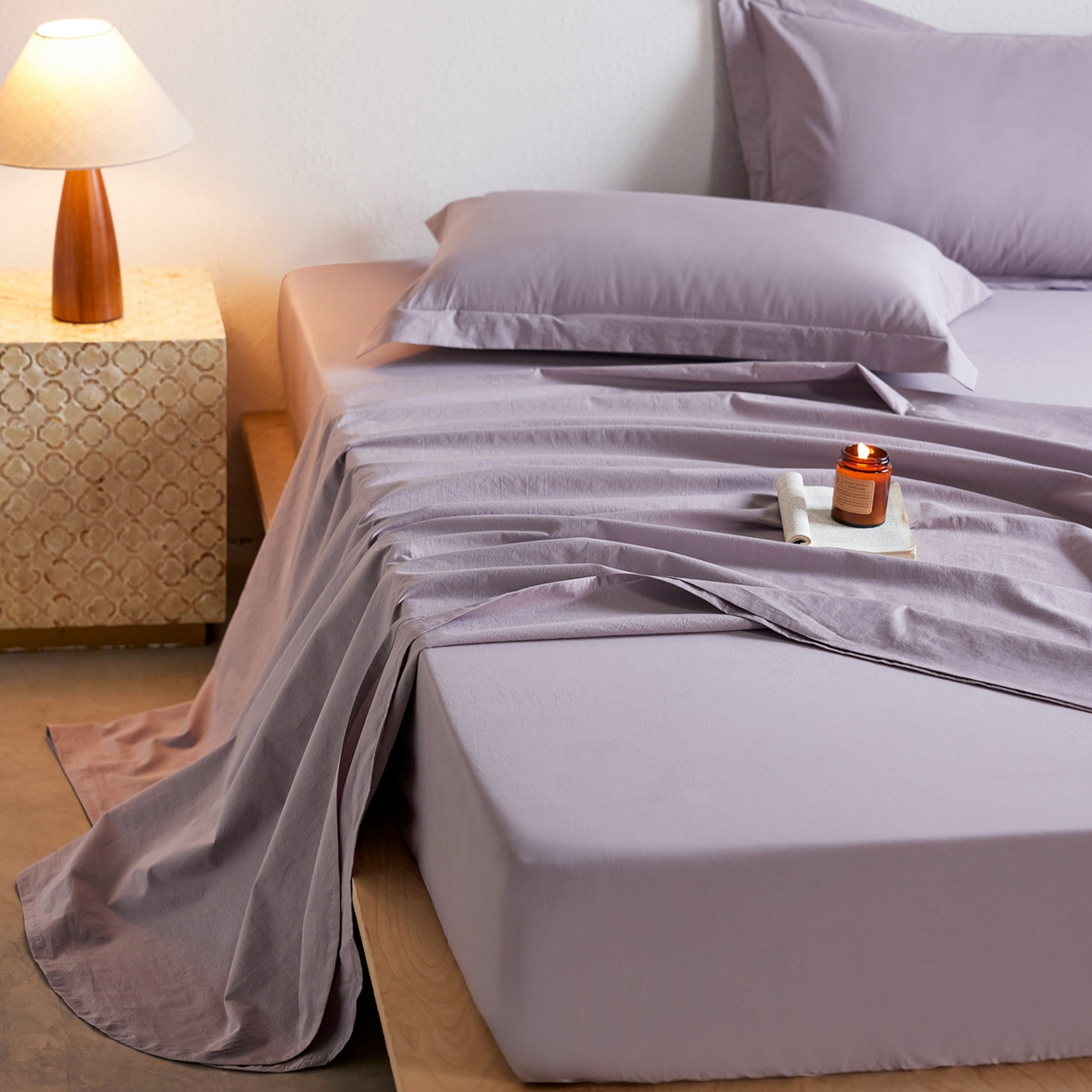 91家纺网 家纺一手货源 找家纺 轩和家居 2025新款70S砂洗长绒棉床单 烟凝