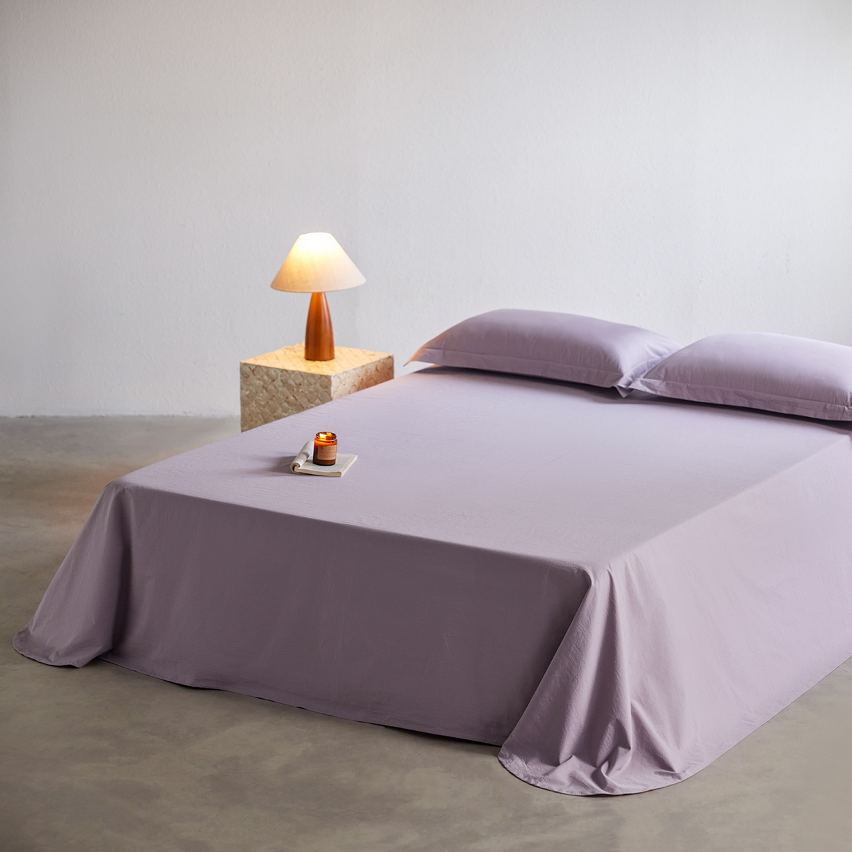 91家纺网 家纺一手货源 找家纺 轩和家居 2025新款70S砂洗长绒棉床单 烟凝