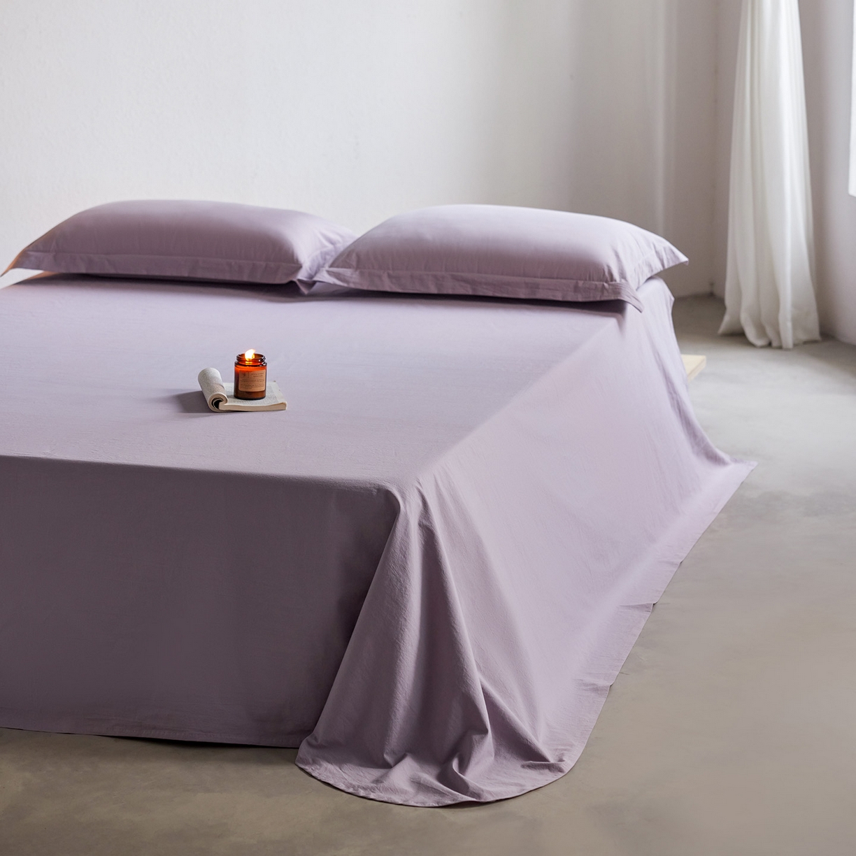 91家纺网 家纺一手货源 找家纺 轩和家居 2025新款70S砂洗长绒棉床单 烟凝