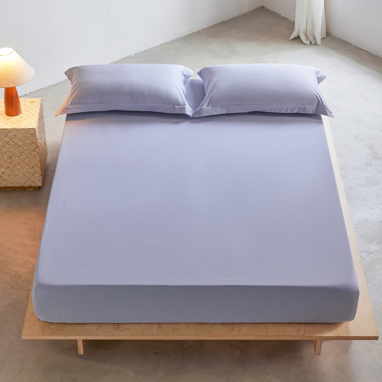 91家纺网 家纺一手货源 找家纺 轩和家居 2025新款70S砂洗长绒棉单床笠 云水