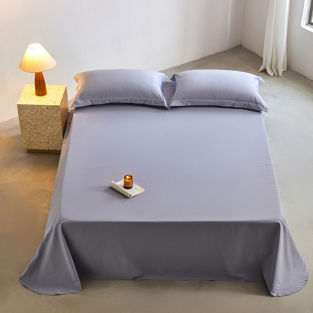 91家纺网 家纺一手货源 找家纺 轩和家居 2025新款70S砂洗长绒棉床单 云水