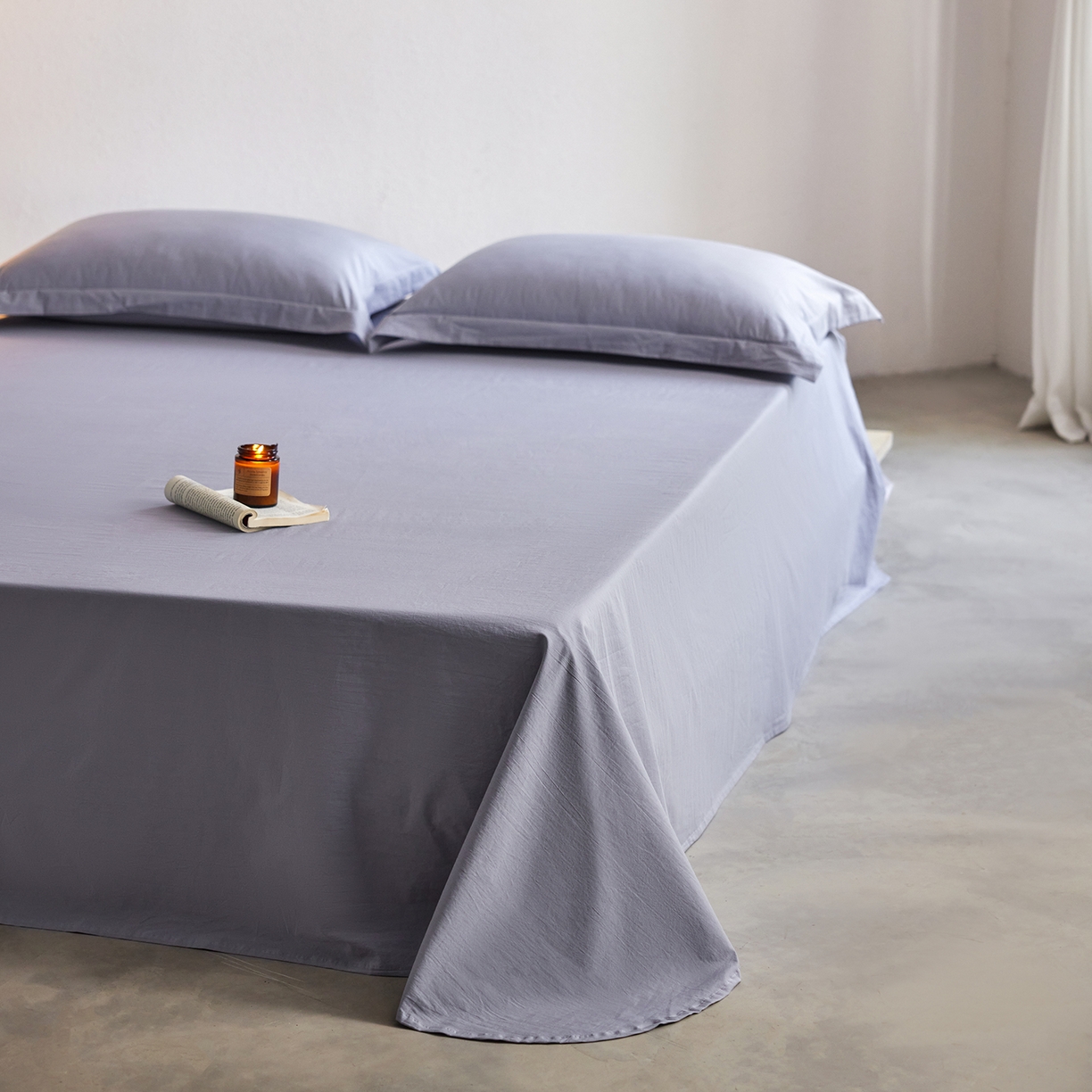 91家纺网 家纺一手货源 找家纺 轩和家居 2025新款70S砂洗长绒棉床单 云水