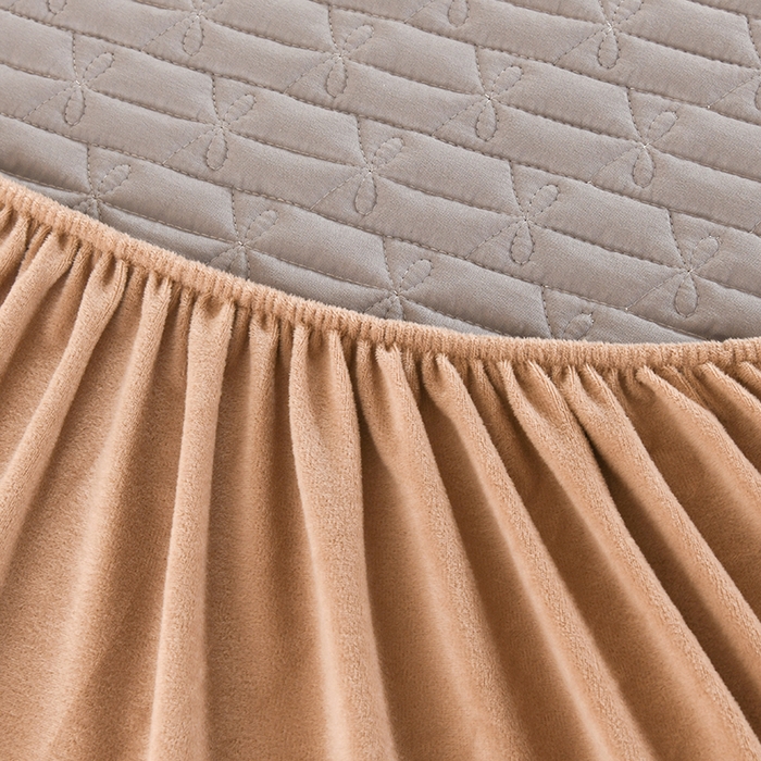 91家纺网 家纺一手货源 找家纺 栩裕纺织 2025新款亲肤绒夹棉保暖床笠 浅咖