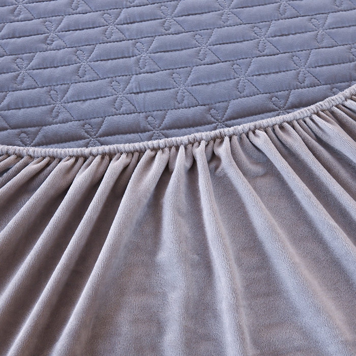 91家纺网 家纺一手货源 找家纺 栩裕纺织 2025新款亲肤绒夹棉保暖床笠 浅蓝