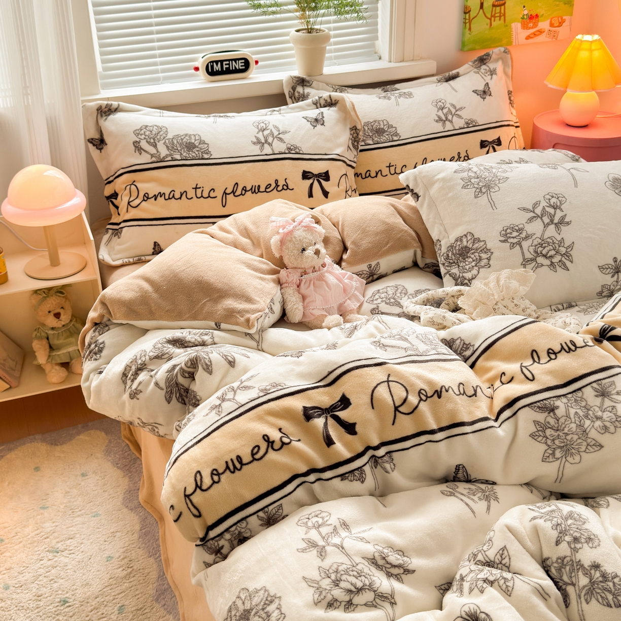 91家纺网 家纺一手货源 找家纺 铭宣 2025新款高克重牛奶绒印花保暖四件套床单床笠单被套款 一帘幽梦