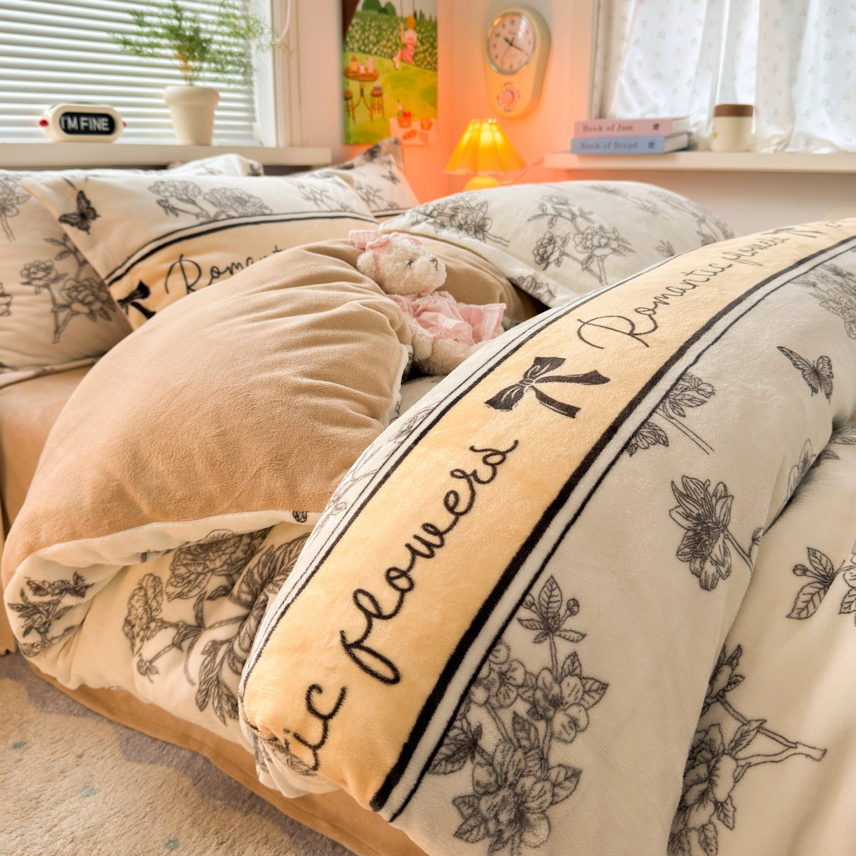 铭宣 2025新款高克重牛奶绒印花保暖四件套床单床笠单被套款 一帘幽梦