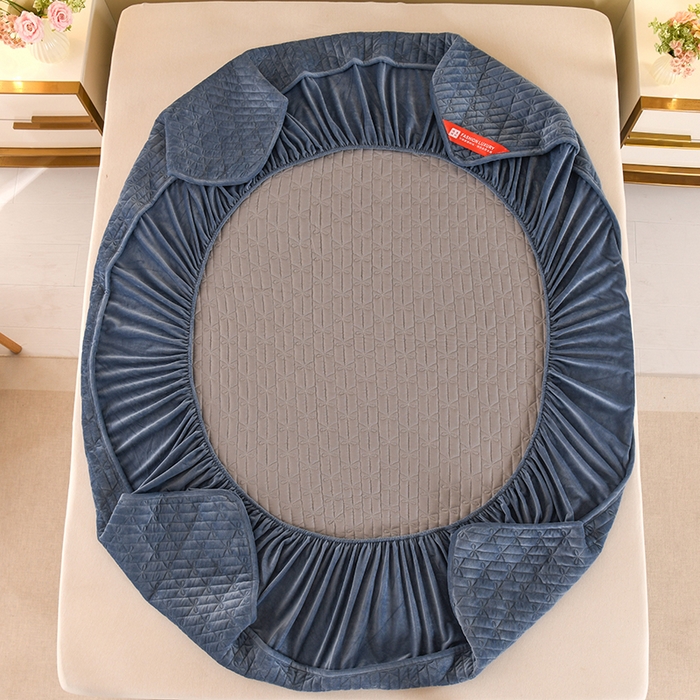 91家纺网 家纺一手货源 找家纺 栩裕纺织 2025新款亲肤绒夹棉保暖床笠 深蓝