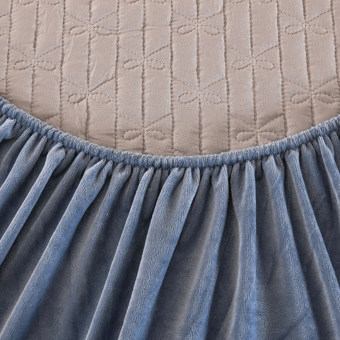 91家纺网 家纺一手货源 找家纺 栩裕纺织 2025新款亲肤绒夹棉保暖床笠 深蓝