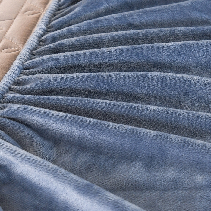 91家纺网 家纺一手货源 找家纺 栩裕纺织 2025新款亲肤绒夹棉保暖床笠 深蓝