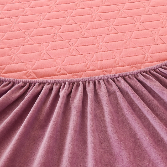 91家纺网 家纺一手货源 找家纺 栩裕纺织 2025新款亲肤绒夹棉保暖床笠 香芋紫