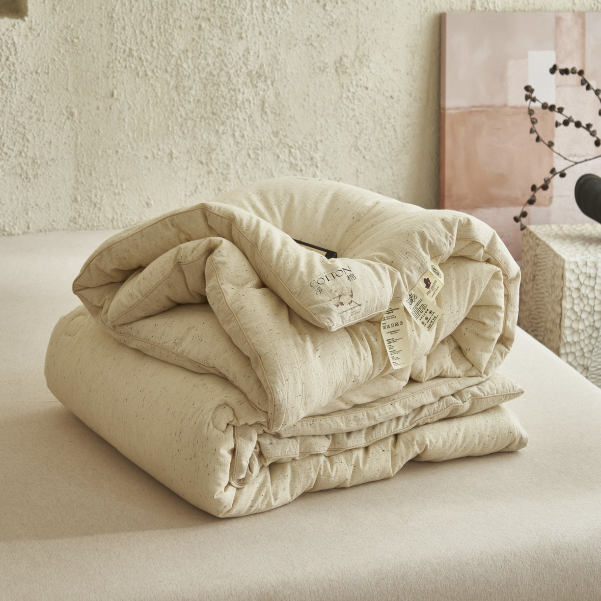 91家纺网 家纺一手货源 找家纺 （总）子由家居 2025新款水洗色织纱原色100%棉花被被子被芯