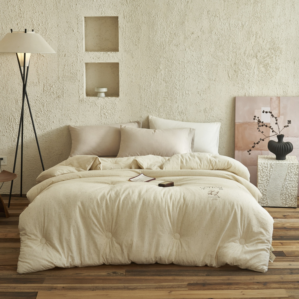 91家纺网 家纺一手货源 找家纺 （总）子由家居 2025新款水洗色织纱原色100%棉花被被子被芯