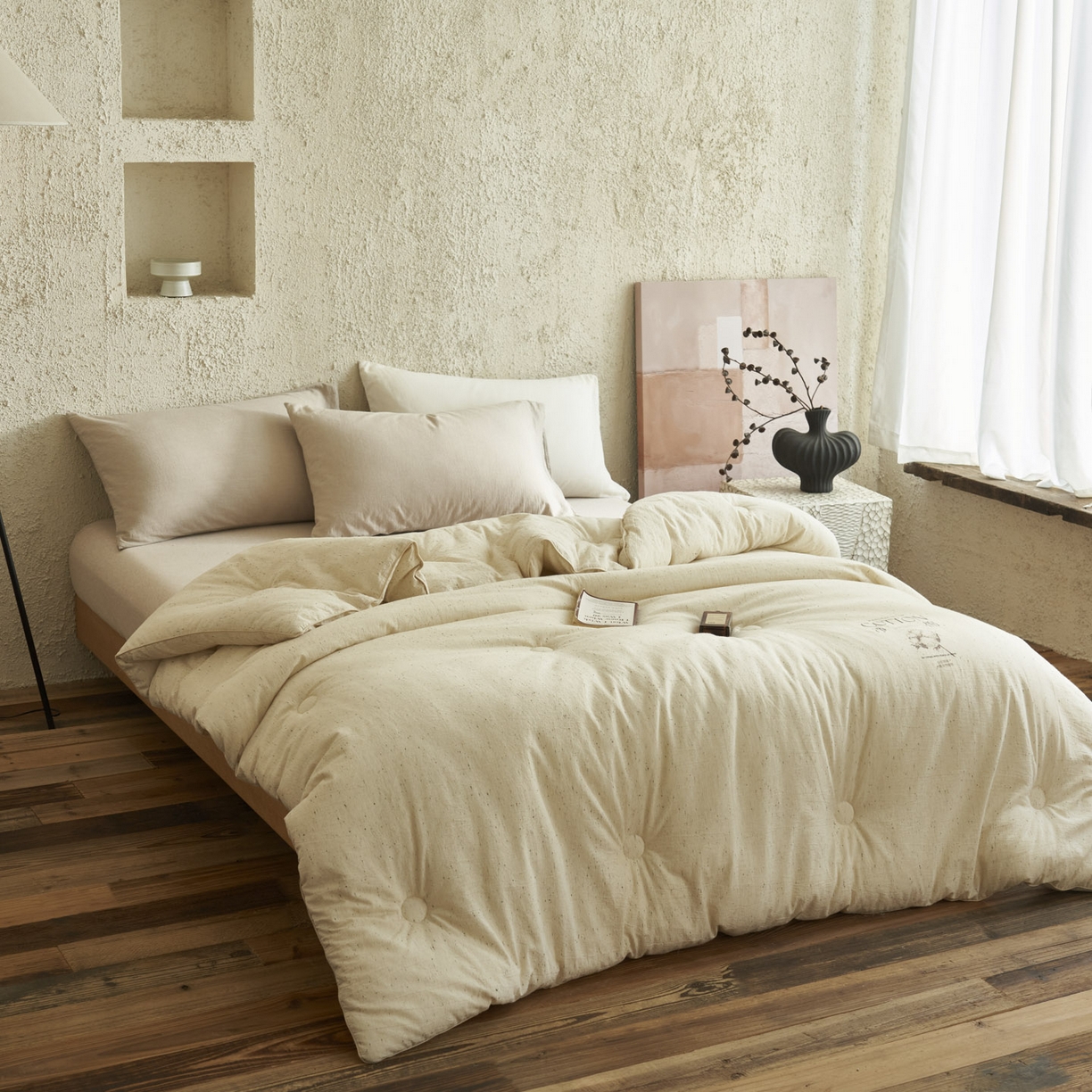 91家纺网 家纺一手货源 找家纺 （总）子由家居 2025新款水洗色织纱原色100%棉花被被子被芯