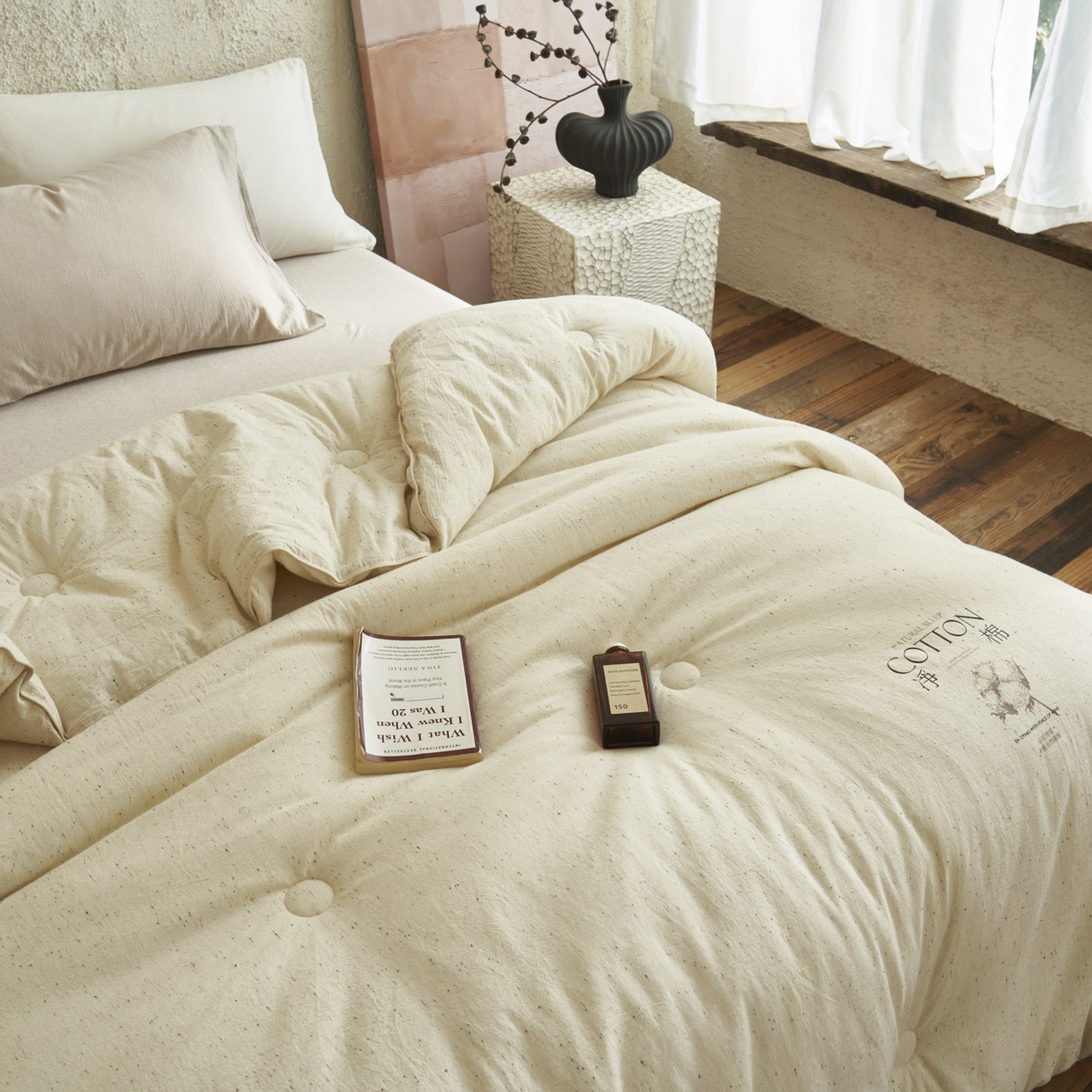 91家纺网 家纺一手货源 找家纺 （总）子由家居 2025新款水洗色织纱原色100%棉花被被子被芯