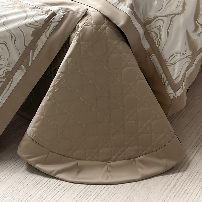 91家纺网 家纺一手货源 找家纺 （总）2025新款高端A类长绒棉夹棉床盖床笠四件套全棉纯棉纯色绗绣四季款保护罩高级感床上用品