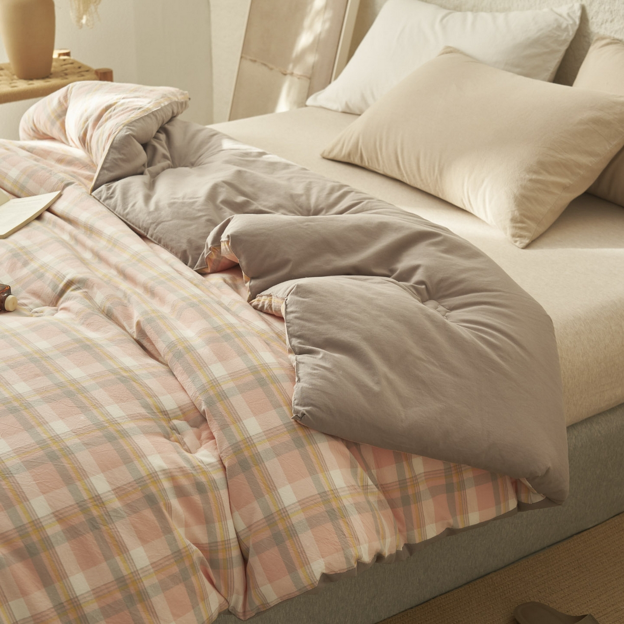 91家纺网 家纺一手货源 找家纺 子由家居 2025新款无印风100%新疆棉花被被子被芯 无印风-奶昔格