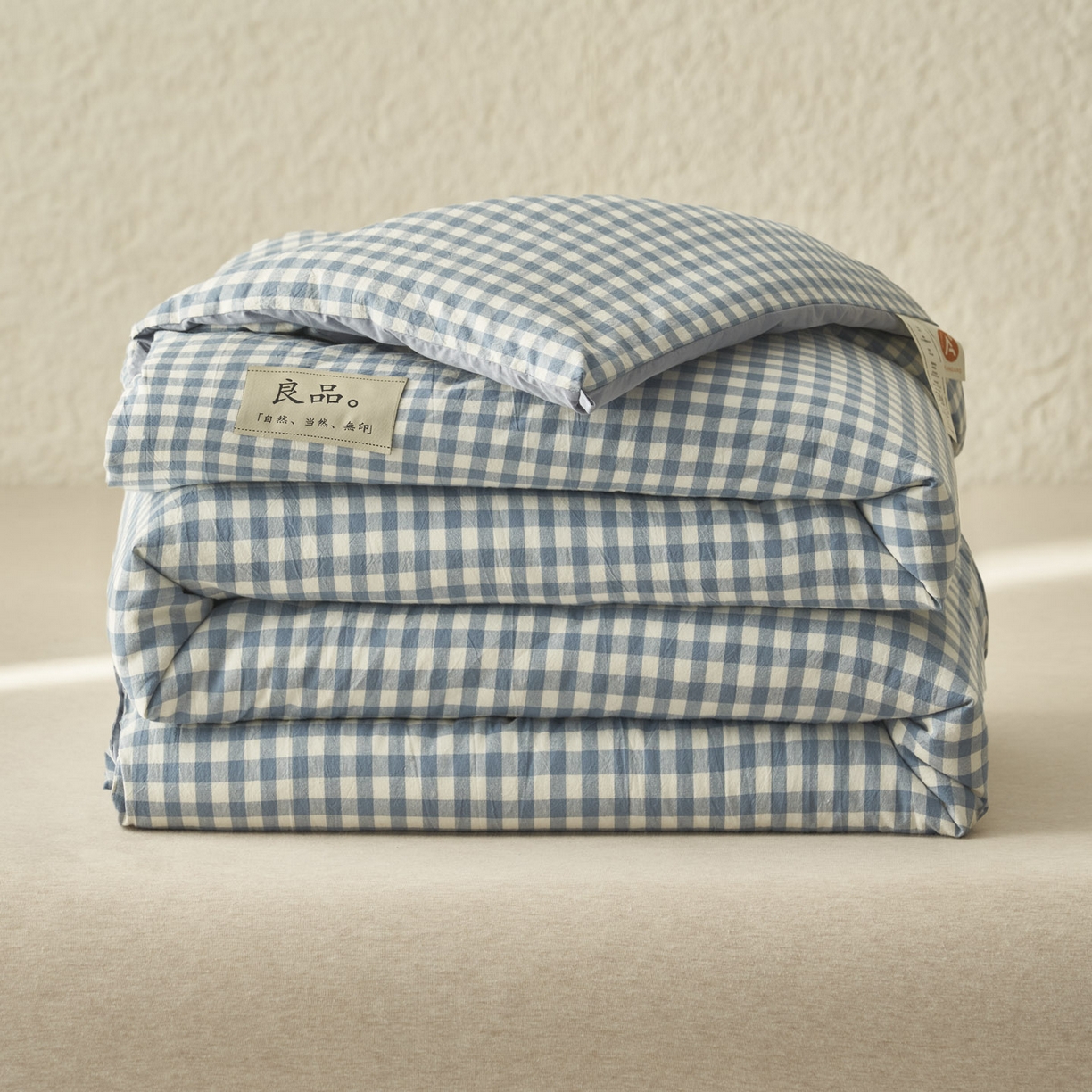 91家纺网 家纺一手货源 找家纺 子由家居 2025新款无印风100%新疆棉花被被子被芯 无印风-天蓝小格