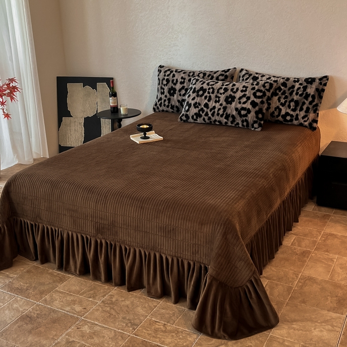 91家纺网 家纺一手货源 找家纺 （总）子曰 2025新款美拉德高克重兔绒牛奶绒床盖款四件套