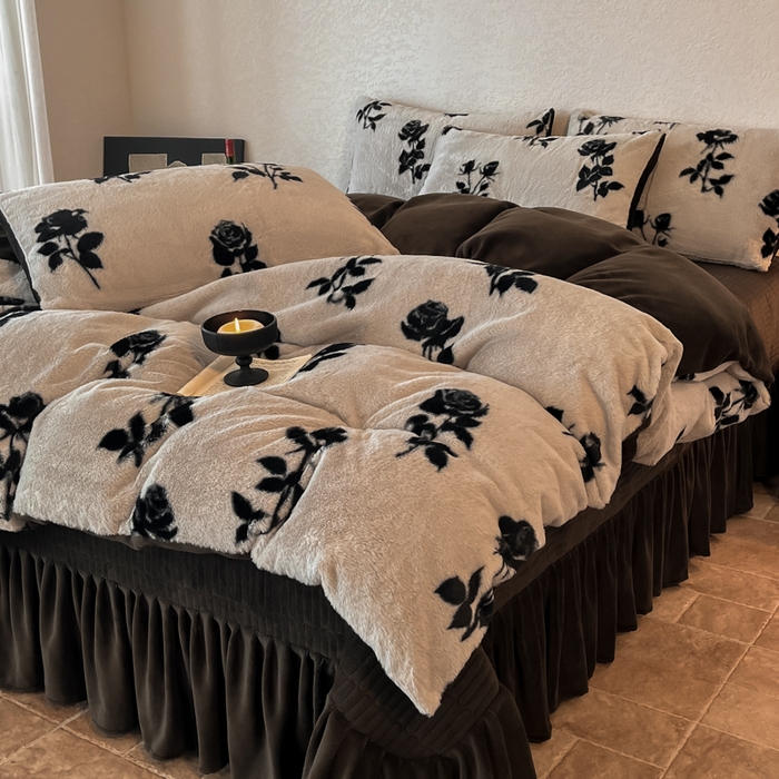 91家纺网 家纺一手货源 找家纺 （总）子曰 2025新款美拉德高克重兔绒牛奶绒床盖款四件套