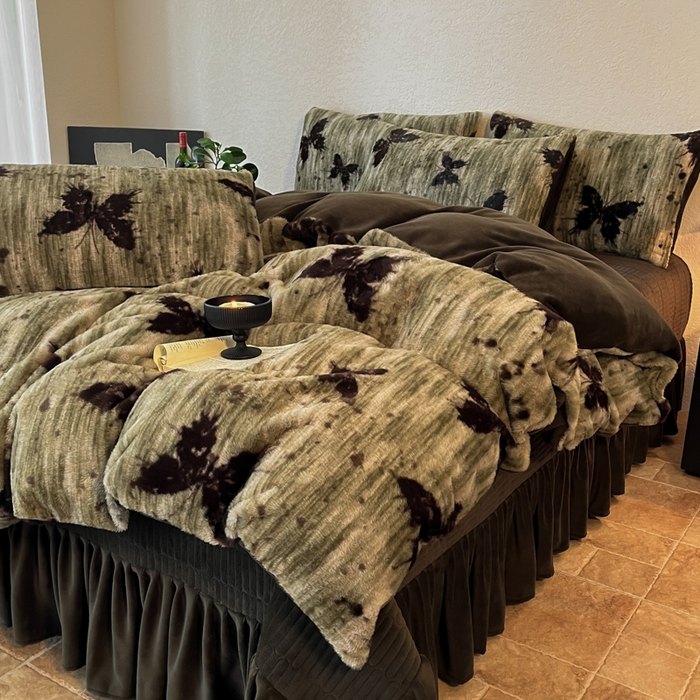 91家纺网 家纺一手货源 找家纺 （总）子曰 2025新款美拉德高克重兔绒牛奶绒床盖款四件套