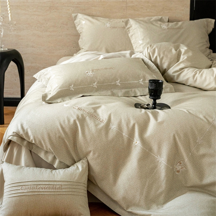 91家纺网 家纺一手货源 找家纺 （总）红番天家居馆 （控价）2025新款全棉云柔棉磨毛+磨毛肌理纹+工艺款四件套-岚蝶（每款供货价的基础上一切活动券后+100）