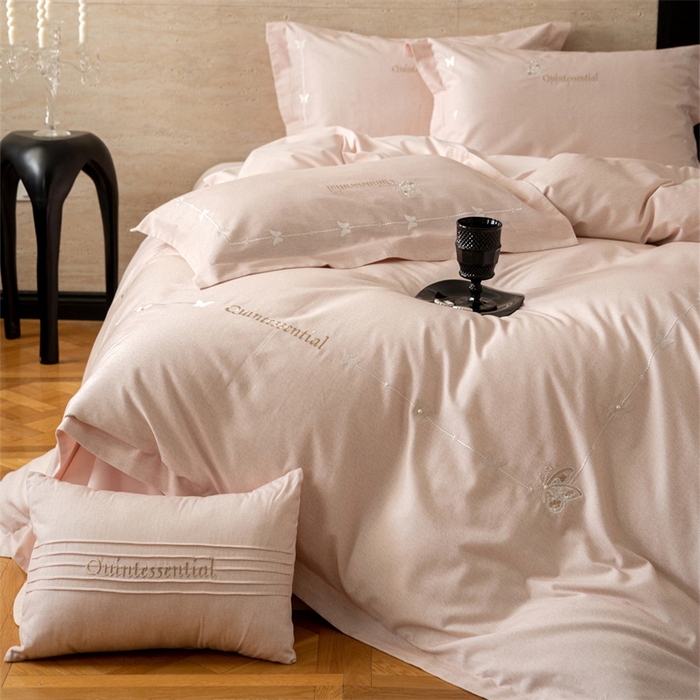 91家纺网 家纺一手货源 找家纺 红番天家居馆 （控价）2025新款全棉云柔棉磨毛+磨毛肌理纹+工艺款四件套-岚蝶（每款供货价的基础上一切活动券后+100） 岚蝶 盈盈