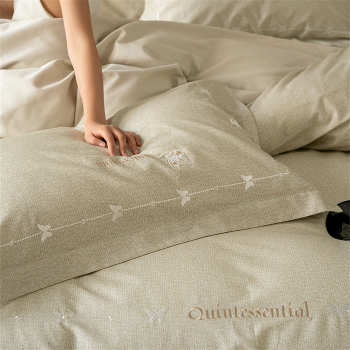 91家纺网 家纺一手货源 找家纺 （总）红番天家居馆 （控价）2025新款全棉云柔棉磨毛+磨毛肌理纹+工艺款四件套-岚蝶（每款供货价的基础上一切活动券后+100）