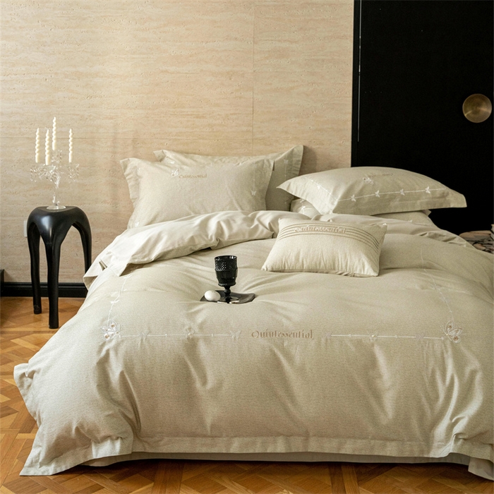 91家纺网 家纺一手货源 找家纺 （总）红番天家居馆 （控价）2025新款全棉云柔棉磨毛+磨毛肌理纹+工艺款四件套-岚蝶（每款供货价的基础上一切活动券后+100）