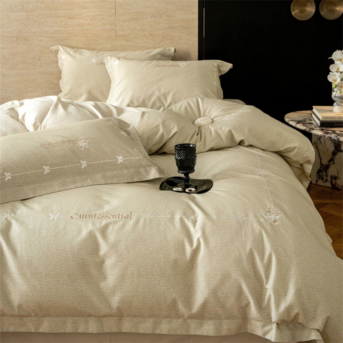 91家纺网 家纺一手货源 找家纺 （总）红番天家居馆 （控价）2025新款全棉云柔棉磨毛+磨毛肌理纹+工艺款四件套-岚蝶（每款供货价的基础上一切活动券后+100）