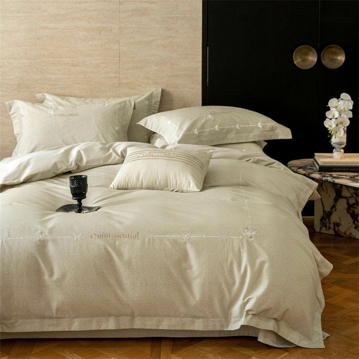 91家纺网 家纺一手货源 找家纺 （总）红番天家居馆 （控价）2025新款全棉云柔棉磨毛+磨毛肌理纹+工艺款四件套-岚蝶（每款供货价的基础上一切活动券后+100）