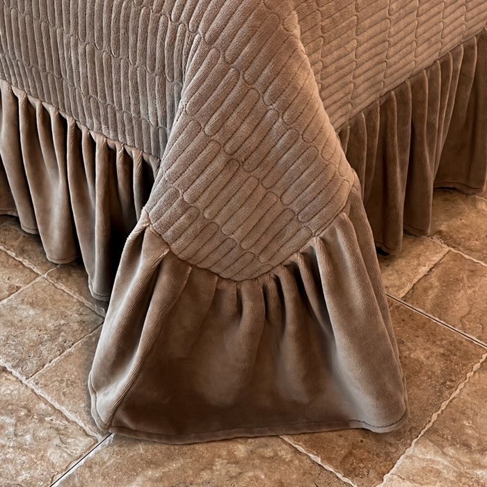 91家纺网 家纺一手货源 找家纺 子曰 2025新款美拉德高克重兔绒牛奶绒床盖款四件套 简约款-豹纹咖