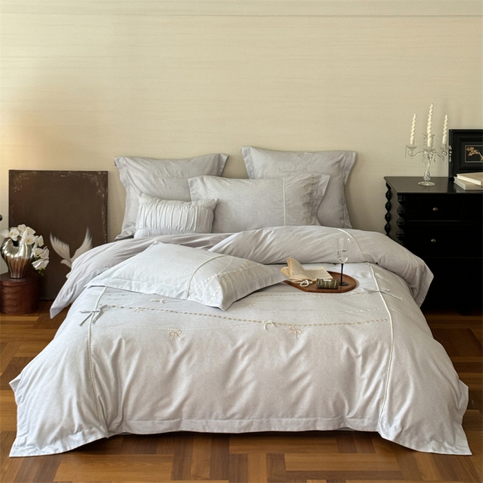 91家纺网 家纺一手货源 找家纺 （总）红番天家居馆 （控价）2025新款全棉云柔棉磨毛+磨毛肌理纹+工艺款四件套-珠光（每款供货价的基础上一切活动券后+100）