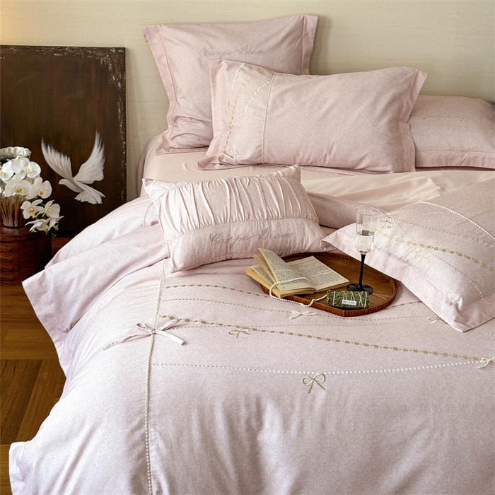 91家纺网 家纺一手货源 找家纺 红番天家居馆 （控价）2025新款全棉云柔棉磨毛+磨毛肌理纹+工艺款四件套-珠光（每款供货价的基础上一切活动券后+100） 珠光-盈盈