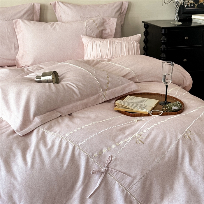 91家纺网 家纺一手货源 找家纺 红番天家居馆 （控价）2025新款全棉云柔棉磨毛+磨毛肌理纹+工艺款四件套-珠光（每款供货价的基础上一切活动券后+100） 珠光-盈盈