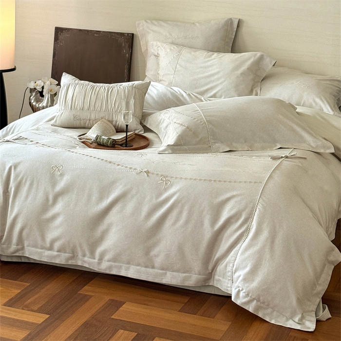 91家纺网 家纺一手货源 找家纺 红番天家居馆 （控价）2025新款全棉云柔棉磨毛+磨毛肌理纹+工艺款四件套-珠光（每款供货价的基础上一切活动券后+100） 珠光 初秋