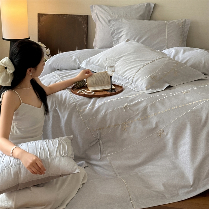 91家纺网 家纺一手货源 找家纺 红番天家居馆 （控价）2025新款全棉云柔棉磨毛+磨毛肌理纹+工艺款四件套-珠光（每款供货价的基础上一切活动券后+100） 珠光 素采