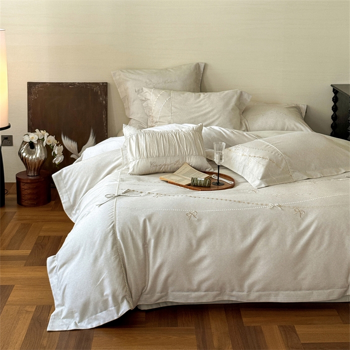 91家纺网 家纺一手货源 找家纺 红番天家居馆 （控价）2025新款全棉云柔棉磨毛+磨毛肌理纹+工艺款四件套-珠光（每款供货价的基础上一切活动券后+100） 珠光 初秋